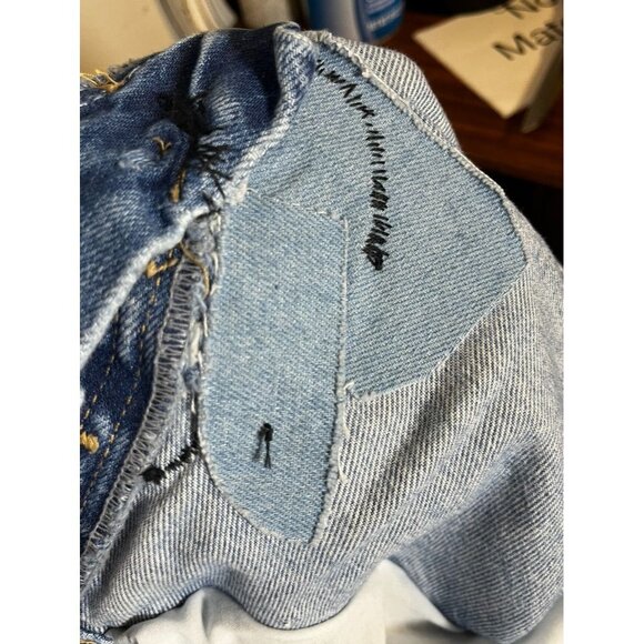 H&M Denim Wide Leg Jeans Blue 6 Unicorn Sequin Western Festival Concert Fairy - Picture 11 of 11